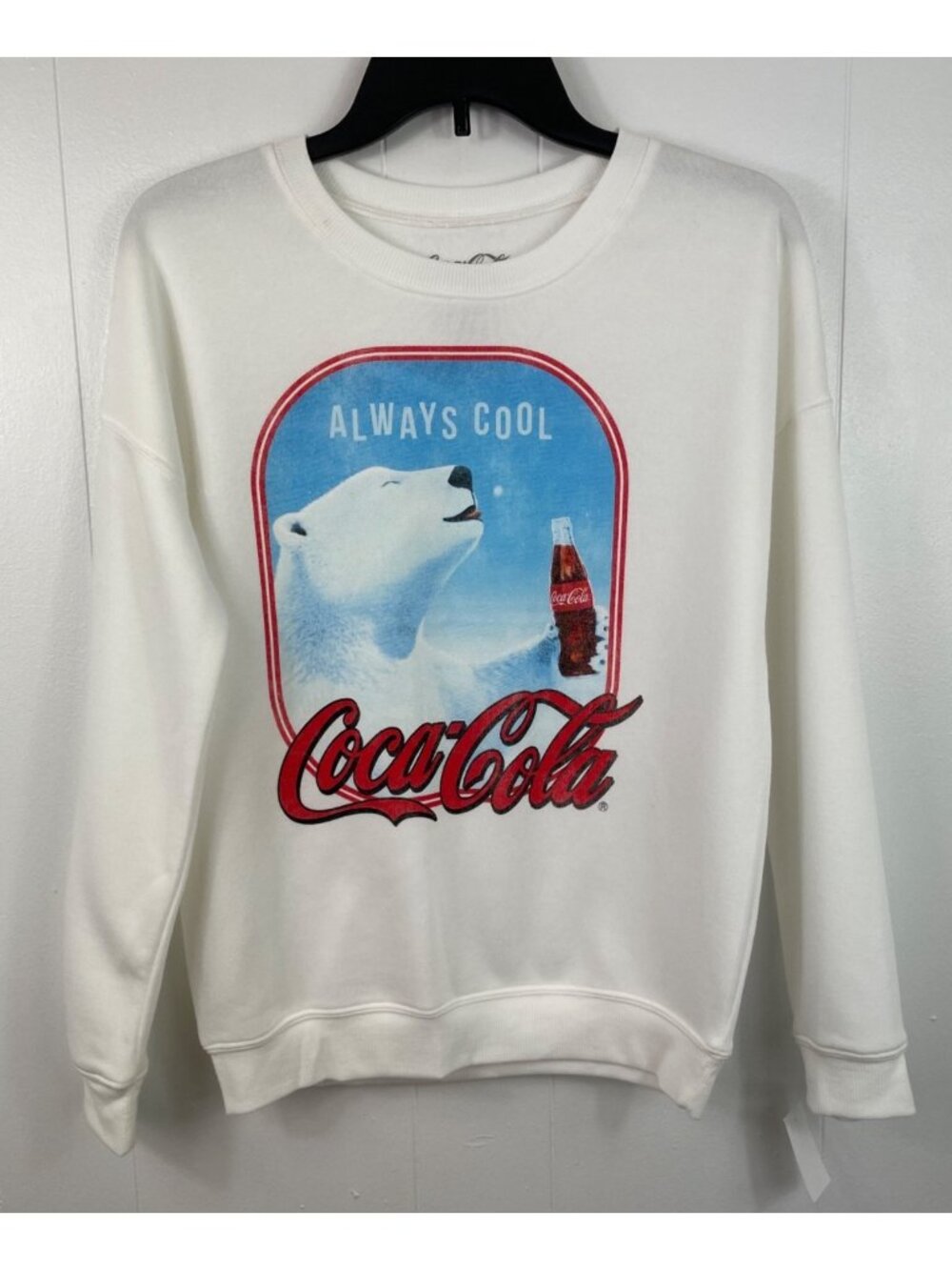 Coca-Cola Always Cool Polar Bear Graphic White Sweatshirt Womens XS